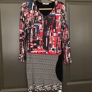 Maloka size 3 dress patchwork red and black